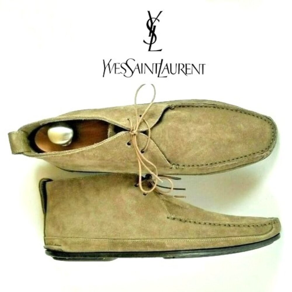 Yves Saint Laurent Rive Gauche Men 6.5-7 Desert Tan Suede Dress Shoe Chukka Boot